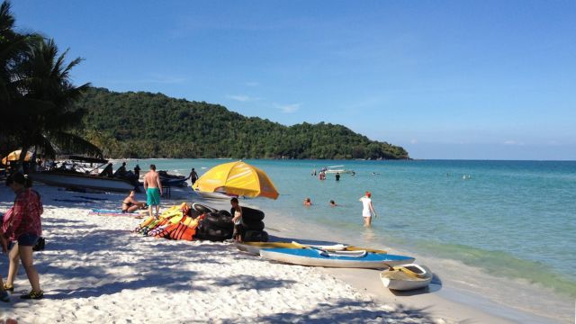 Crowded public beach
